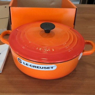 ルクルーゼ(LE CREUSET)のル・クルーゼ　鍋　ジャポネーズ　オレンジ　22cm 新品未使用　美品(鍋/フライパン)