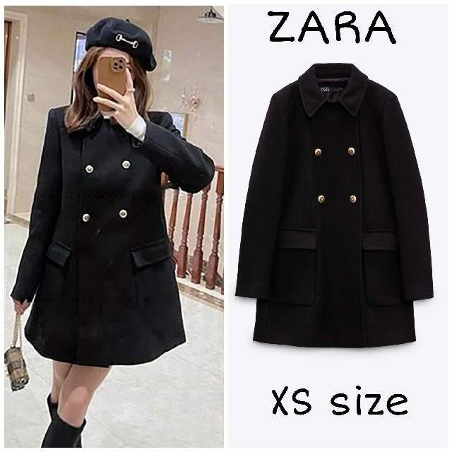 SALE/101%OFF】 ZARA ゴールドボタン ウールブレンドコート XSサイズ