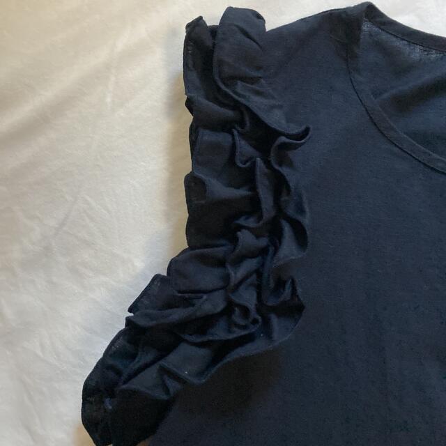 濃紺　綿&麻　トップス レディースのトップス(シャツ/ブラウス(半袖/袖なし))の商品写真