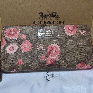 コーチ(COACH)のCOACH  長財布　シグネチャーピンクの花柄模様(財布)