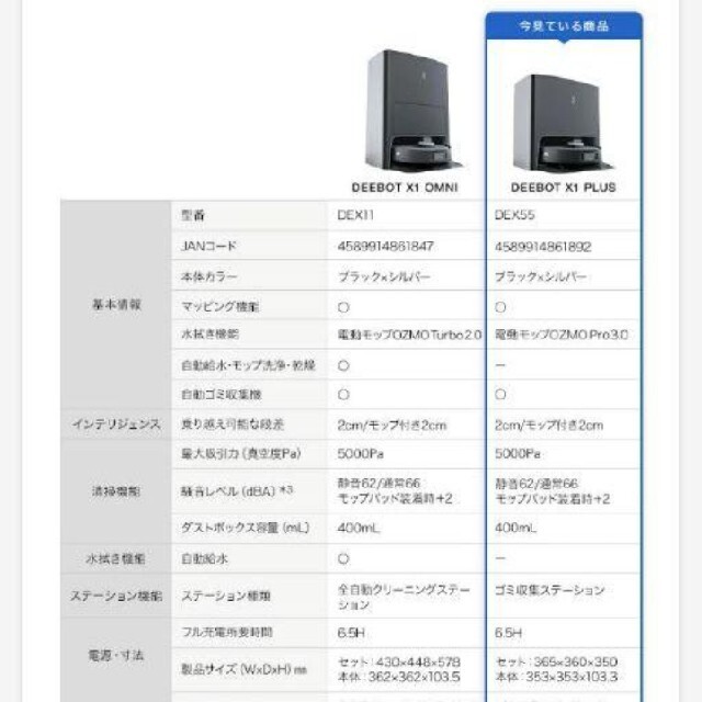 新品未使用　未開封　ロボット掃除機 DEEBOT X1 PLUS エコバックス スマホ/家電/カメラの生活家電(掃除機)の商品写真