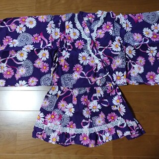 甚平浴衣 120cm レース 紫(甚平/浴衣)
