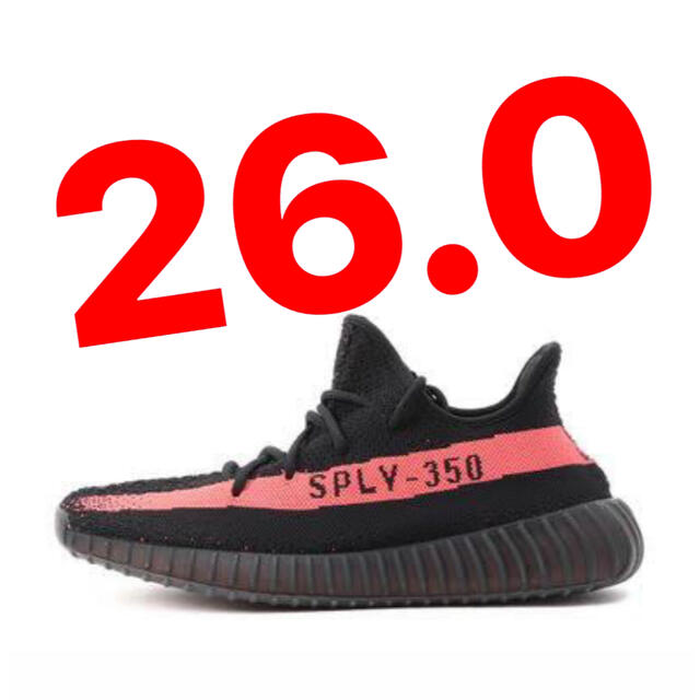 メンズ【26.0】yeezy boost 350 v2 coreblack/red