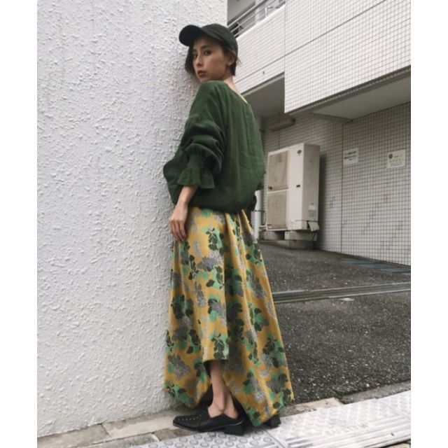 Ameri VINTAGE   入荷待 AMERI vintage ロングフレアスカート 総柄花柄