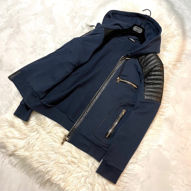 BALMAIN - 本物 バルマンオム ショルダー レザー切替 ZIP UP BALMAIN - 本物 バルマンオム ショルダー レザー切替 ZIP UP