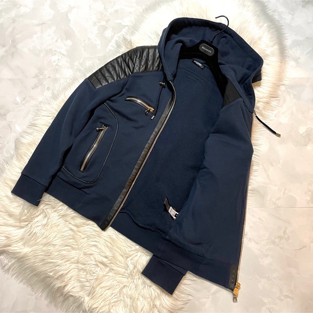 BALMAIN - 本物 バルマンオム ショルダー レザー切替 ZIP UP BALMAIN - 本物 バルマンオム ショルダー レザー切替 ZIP UP