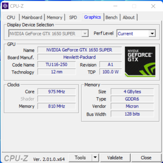 HP(ヒューレットパッカード)のNVIDIA GeForce GTX 1650 SUPER スマホ/家電/カメラのPC/タブレット(PCパーツ)の商品写真