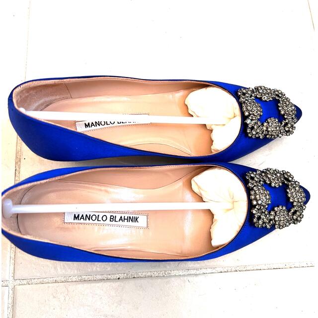 【美品】MANOLO BLAHNIK マノロブラニクハンギシ35 ロイヤルブルーManoloBlahnik