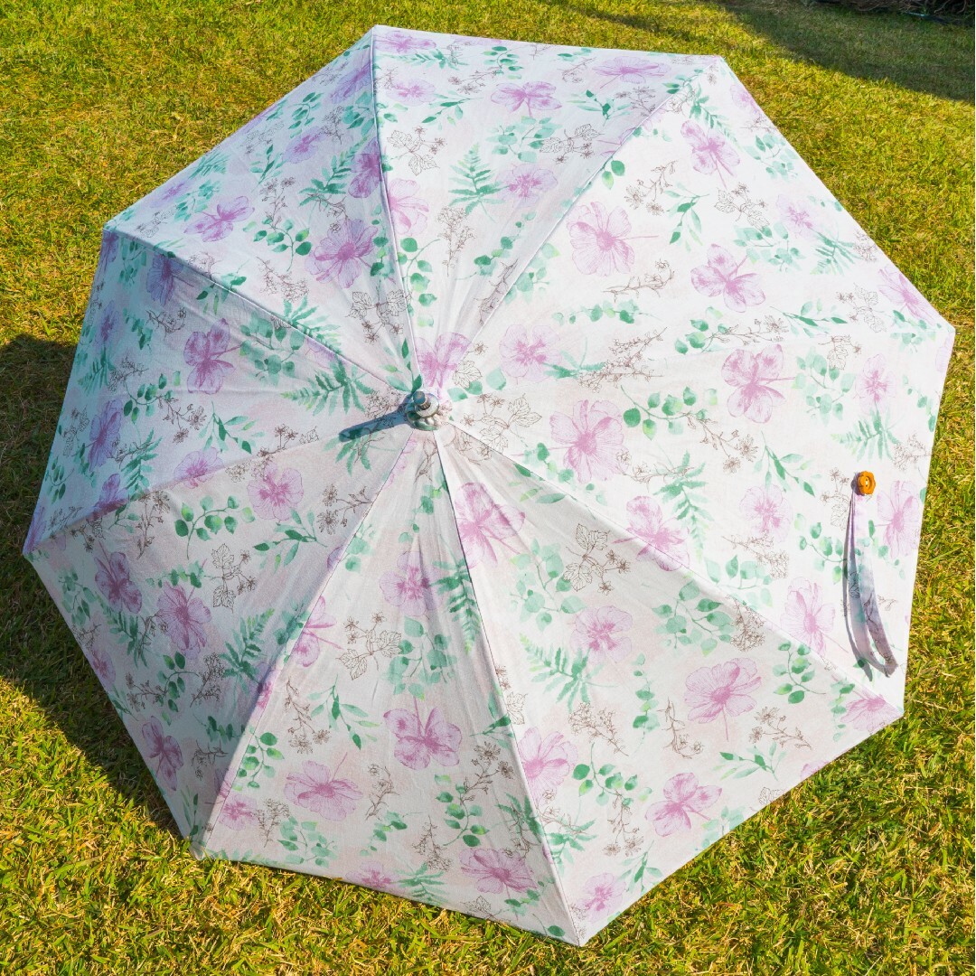 ワンタッチオープン日傘 タッセル&シュシュ付 ハンドメイド-