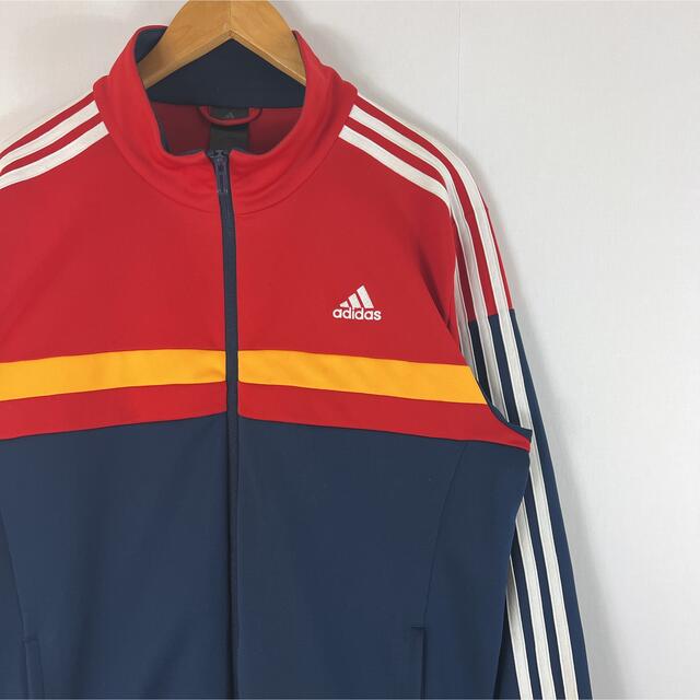 ADIDAS 三本ライン レッド ブルー パフォーマンス ジャージ