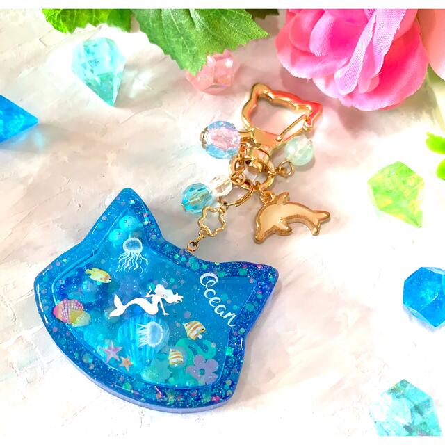 シェイカーキーホルダーねこ#レジン#ハンドメイド