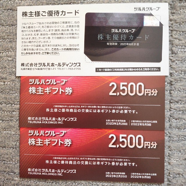ツルハ 株主優待(優待カード+ギフト券5000円分) チケットの優待券/割引券(ショッピング)の商品写真