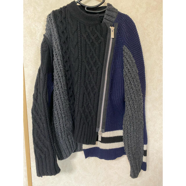 SACAI ライダースニット セーター ドッキング ジップ vimaseguridad.com