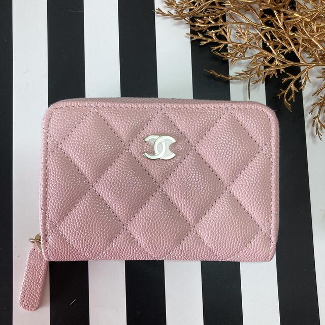 新品　CHANEL  ラウンドファスナー　カードコインケース　値下げ！　ピンク