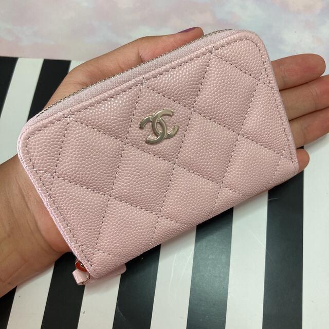 新品　CHANEL  ラウンドファスナー　カードコインケース　値下げ！　ピンク