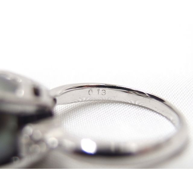 Pt900 黒真珠12mm D0.13ct 12.5号 リング 鑑別書付 レディースのアクセサリー(リング(指輪))の商品写真