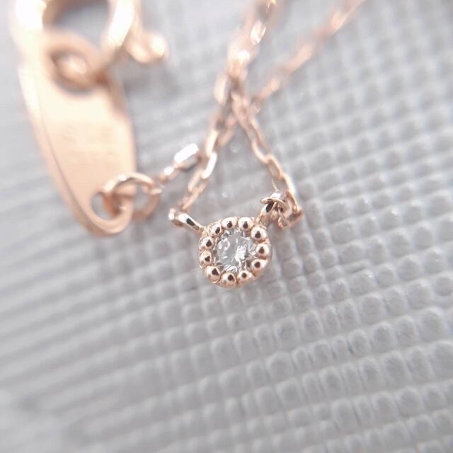 エテ ete ダイヤネックレス K10PG 0.02ct ジュエリーボックス付き - 2