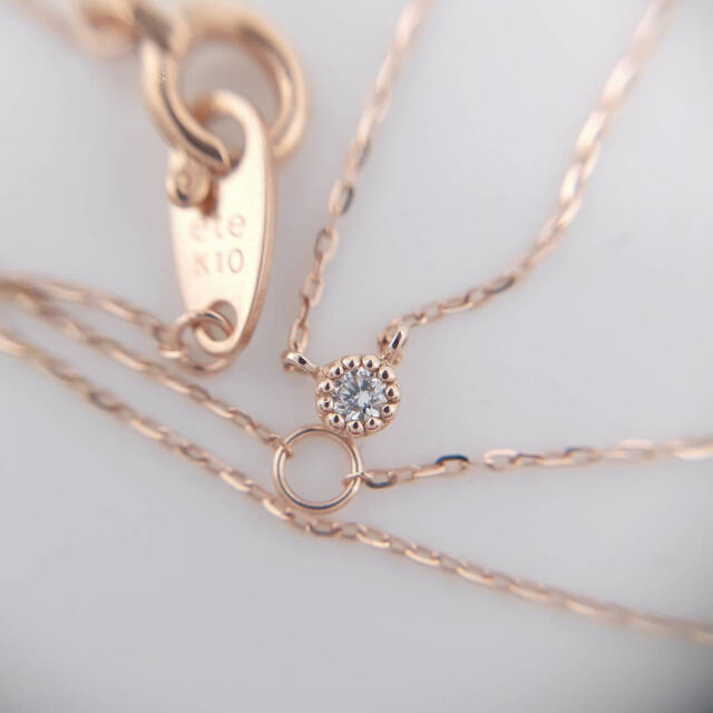 エテ ete ダイヤネックレス K10PG 0.02ct ジュエリーボックス付き - 7