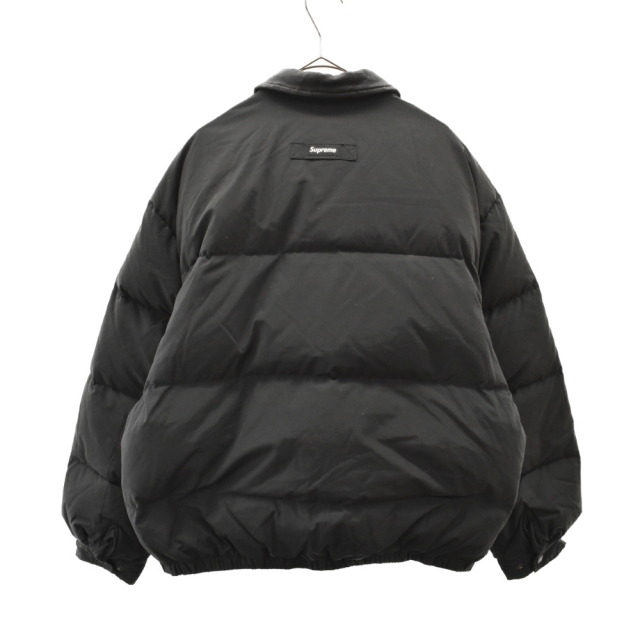 SUPREME シュプリーム 19aw Leather Collar Puffy Jacket レザーカラーパフィージャケット 襟レザー切り替えダウンジャケット ブラック 1