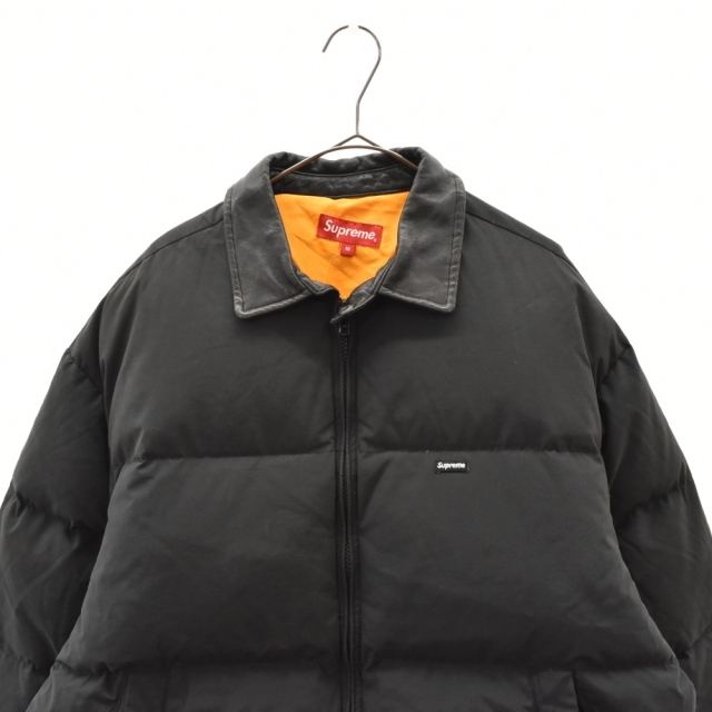 Supreme(シュプリーム)のSUPREME シュプリーム 19aw Leather Collar Puffy Jacket レザーカラーパフィージャケット 襟レザー切り替えダウンジャケット ブラック メンズのジャケット/アウター(ダウンジャケット)の商品写真