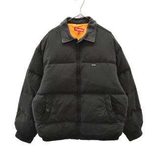 シュプリーム(Supreme)のSUPREME シュプリーム 19aw Leather Collar Puffy Jacket レザーカラーパフィージャケット 襟レザー切り替えダウンジャケット ブラック(ダウンジャケット)