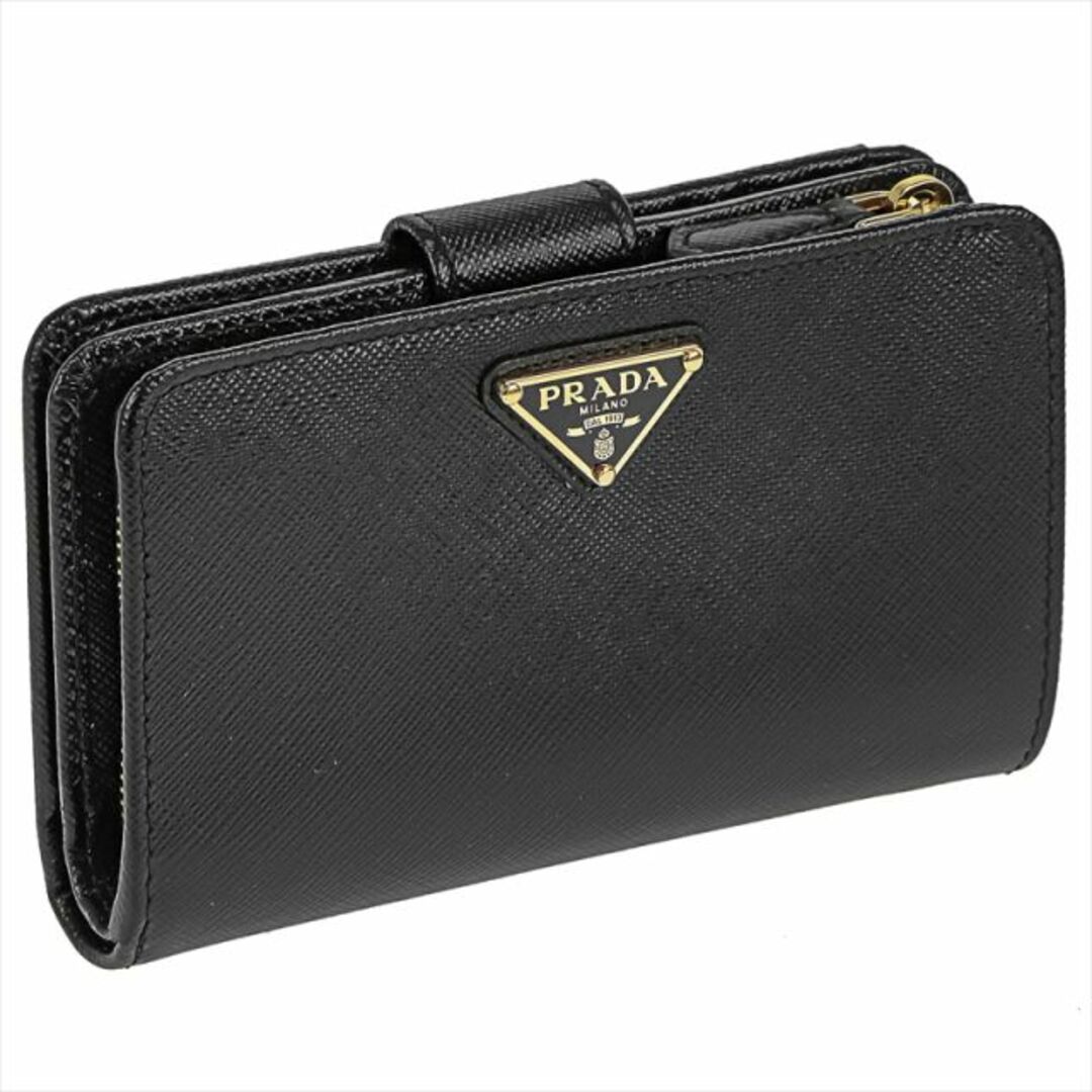 新作続 PRADA プラダ ベージュ ピンク Wホック 二つ折り財布