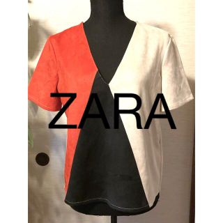 ザラ(ZARA)の★ZARA レザー風シャツ、新品　MですがLの方へ(Tシャツ(半袖/袖なし))