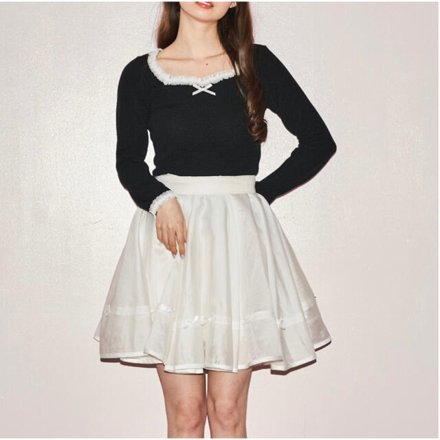 ballerina ribbon flare skirt(white)