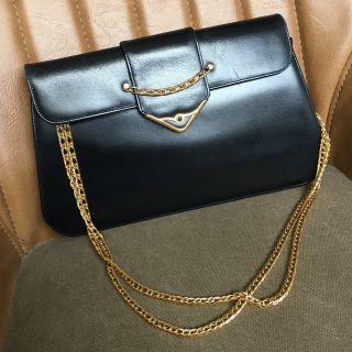 カルティエ(Cartier)のヴィンテージ  カルティエ サファイア レザー チェーン 3way ショルダー(ショルダーバッグ)