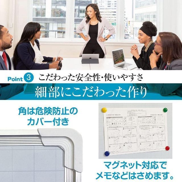 ホワイトボード 暗線入り1200mm×900mm 事務所 オフィス