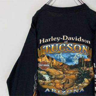 ハーレーダビッドソン(Harley Davidson)のハーレーダビッドソン　ロングTシャツ　ポケット付　新品　USA製　L ブラック(Tシャツ/カットソー(七分/長袖))