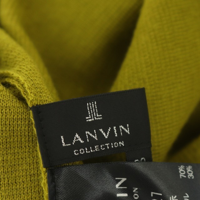 ランバン コレクション プリーツニット セーター プルオーバー 長袖 38 黄緑54cm袖丈
