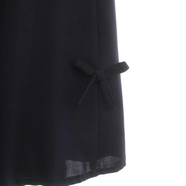 GALLERY VISCONTI(ギャラリービスコンティ)のギャラリービスコンティ ツイル切換えフレアースカート ロング リボン 2 紺 レディースのスカート(ロングスカート)の商品写真