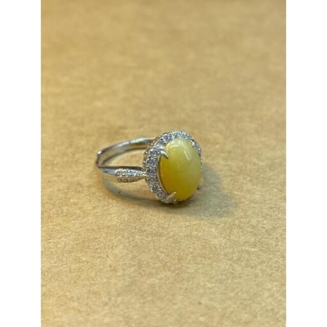 指輪 リング ヒスイ 本翡翠 黄色 フリーサイズ 縁起物 天然石 本物保証-