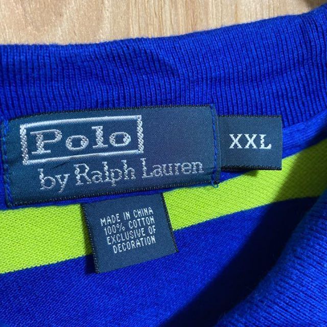 POLO RALPH LAUREN(ポロラルフローレン)のラルフローレン USA古着 半袖 ポロシャツ ロゴ ボーダー ベルマーレ 緑 青 メンズのトップス(ポロシャツ)の商品写真