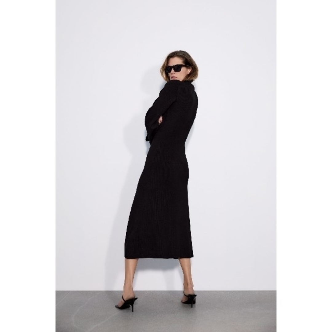 ZARA - ZARA ハイネックニットワンピース Sサイズ ブラックの ZARA - ZARA ハイネックニットワンピース Sサイズ ブラックの