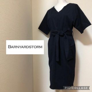 バンヤードストーム(BARNYARDSTORM)の【美品】BARNYARDSTORM バンヤードストーム デザインワンピース 濃紺(ひざ丈ワンピース)