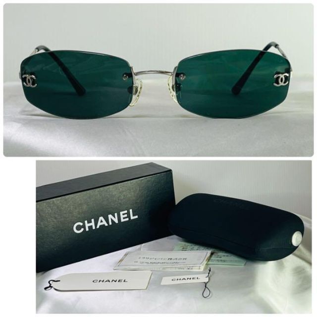 極美品!)CHANEL シャネル 縁なし ココマーク 4002 サングラス