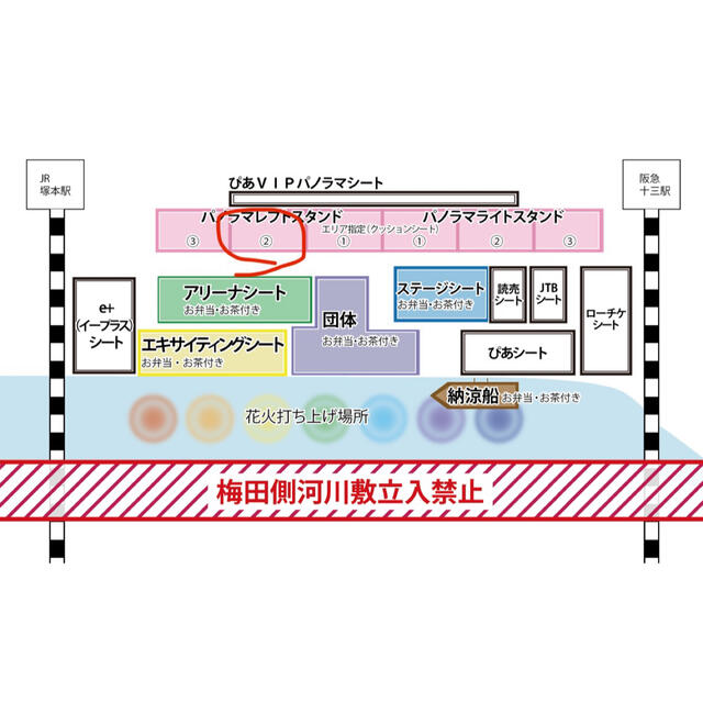 淀川花火大会2022 パノラマレフトスタンド② 大人2枚 - その他