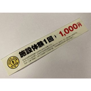 ゴールドジム　施設体験券 1回体験 1000円 GOLD'S GYM(フィットネスクラブ)