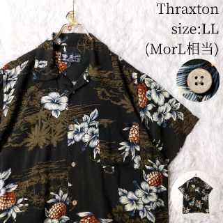 アロハシャツ Thruxton ダークブラウン 総柄 ボタニカル柄 M・L・LL(シャツ)