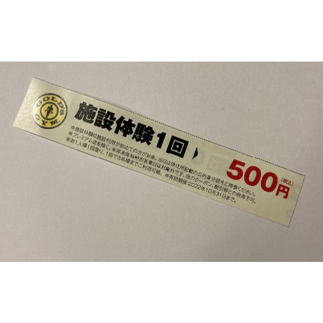 ゴールドジム　施設体験券 1回体験 500円 GOLD'S GYM チケットの施設利用券(フィットネスクラブ)の商品写真