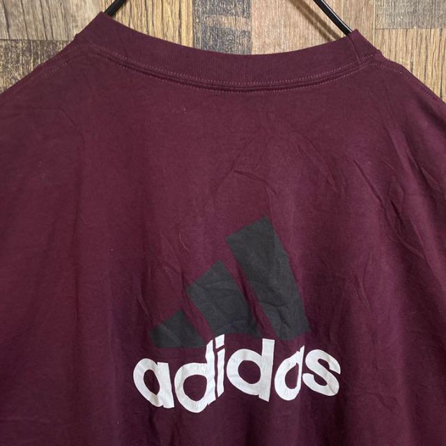 adidas(アディダス)のアディダス ワインレッド デカロゴ Tシャツ USA古着 半袖 2XL えんじ メンズのトップス(Tシャツ/カットソー(半袖/袖なし))の商品写真