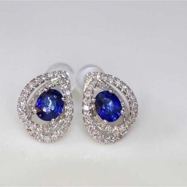 最も優遇 ダイヤ ブルーサファイア ロイヤル 天然 ピアス0.93ct f k18
