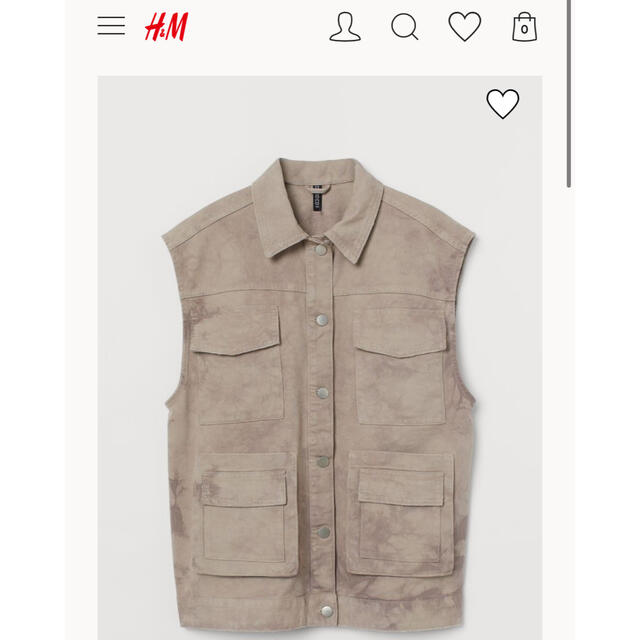 H&M(エイチアンドエム)のH&M デニム　ツイルベスト　ジレ　グレージュ　ベージュ　オーバーサイズ レディースのトップス(ベスト/ジレ)の商品写真