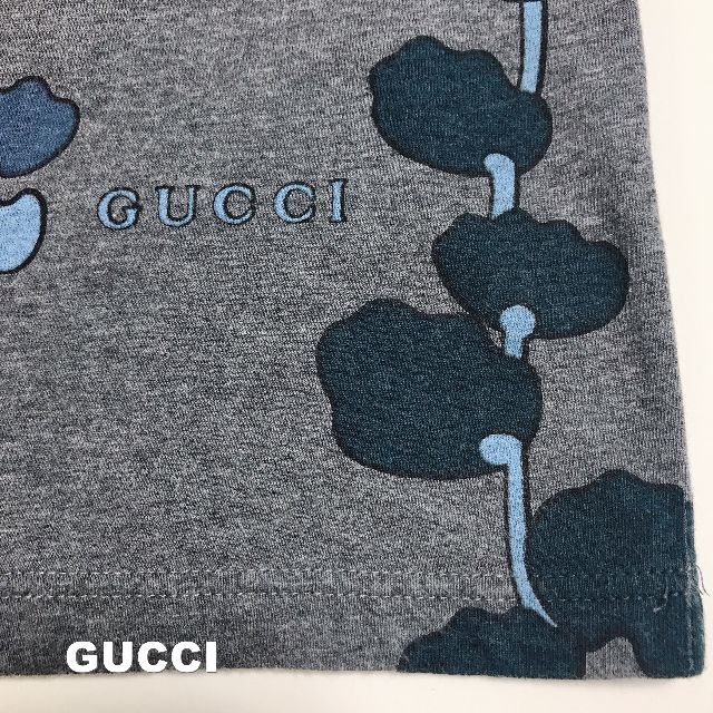 Gucci(グッチ)の【GUCCI】グッチ 刺繍ブランドロゴ グレーグラン総柄 Tシャツ メンズのトップス(Tシャツ/カットソー(半袖/袖なし))の商品写真