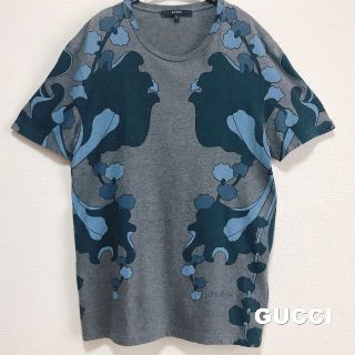 グッチ(Gucci)の【GUCCI】グッチ 刺繍ブランドロゴ グレーグラン総柄 Tシャツ(Tシャツ/カットソー(半袖/袖なし))