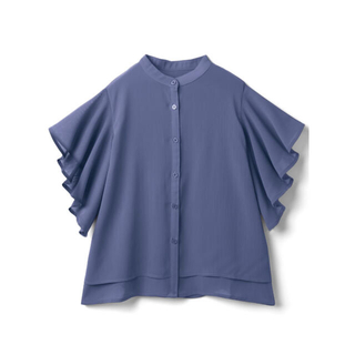 グレイル(GRL)のフリルスリーブブラウス/ブルー Sサイズ(シャツ/ブラウス(半袖/袖なし))