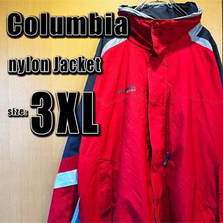 コロンビア(Columbia)の【Columbia】マウンテンジャケット　3XL レッド　フード付　ナイロン(マウンテンパーカー)
