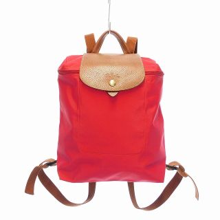 ロンシャン(LONGCHAMP)のロンシャン ル・プリアージュ リュック ナイロン レザー 赤(リュック/バックパック)